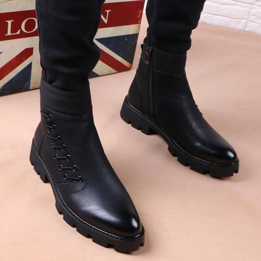 Boots de Cowboy de créateur de marque italienne Boots de cow-boys naturels Chaussures de plate-forme en cuir noir